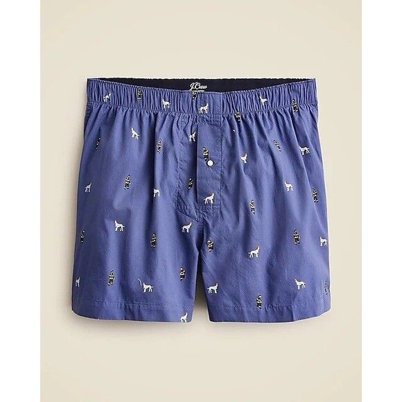 J. Crew Men’s Printed Boxer Firefighter Dalmatian New York FDNY Blue 4” Inseam - Picture 1 of 11